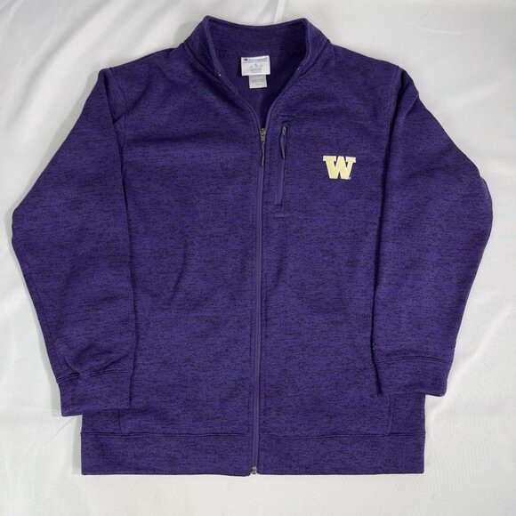 Champion University of Washington Huskies Full Zip Jacket Men’s XL Purple Fleece - Picture 1 of 6